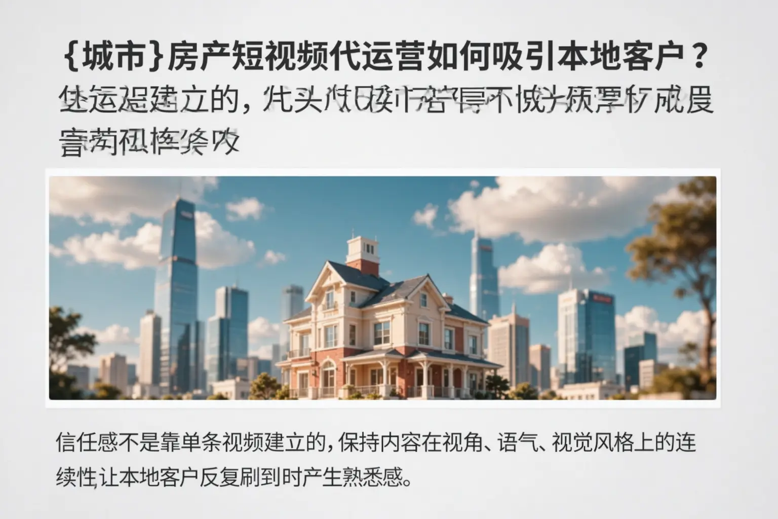 和县房产短视频代运营如何吸引本地客户？